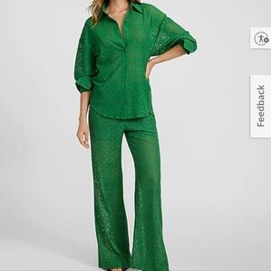 Elegant Green Lace Pantsuit
